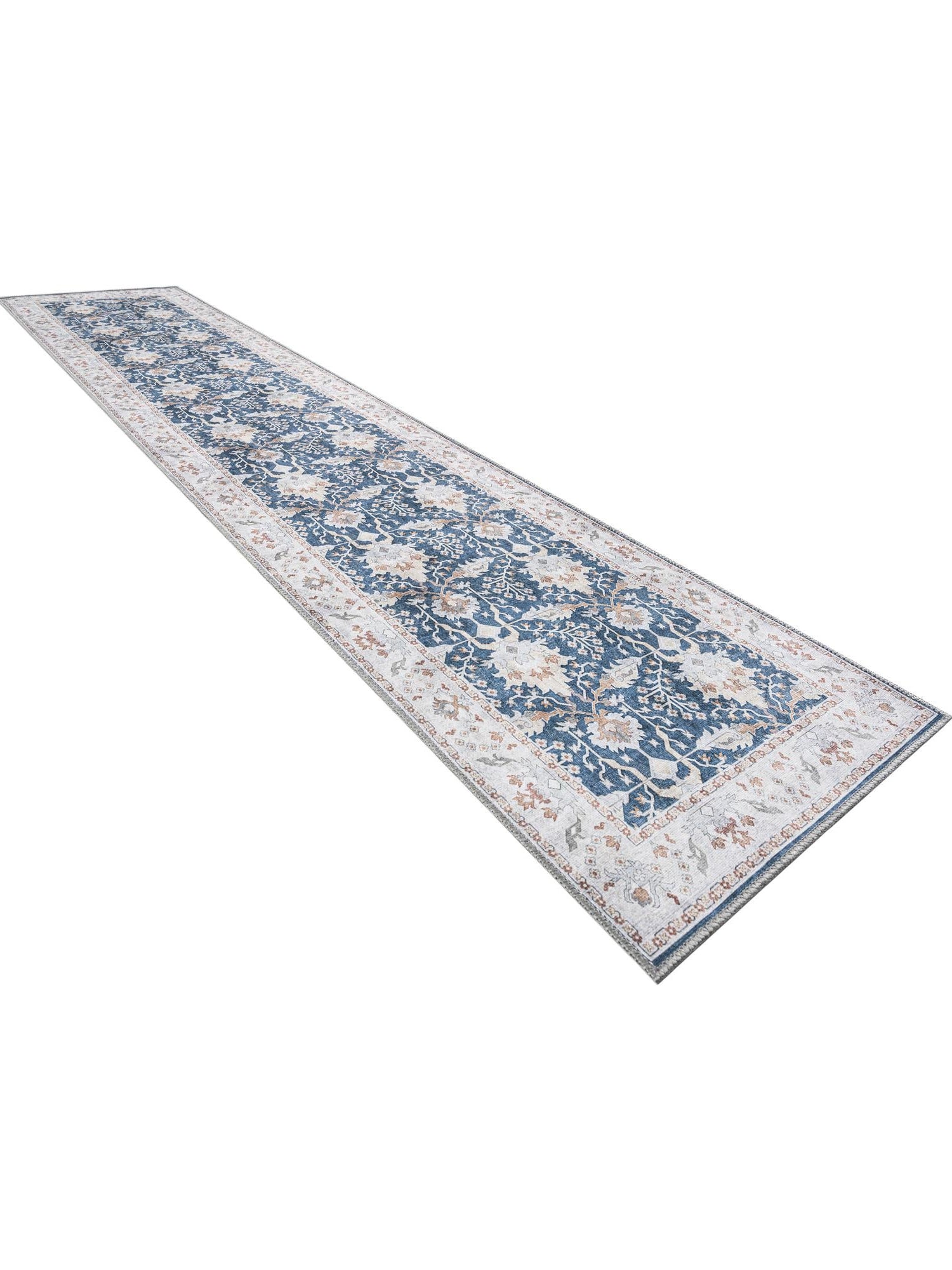 Washable Navy Blue 2' 7 x 12' Timeless Runner Area Rug Easy to Clean Stain Resistant & Durable