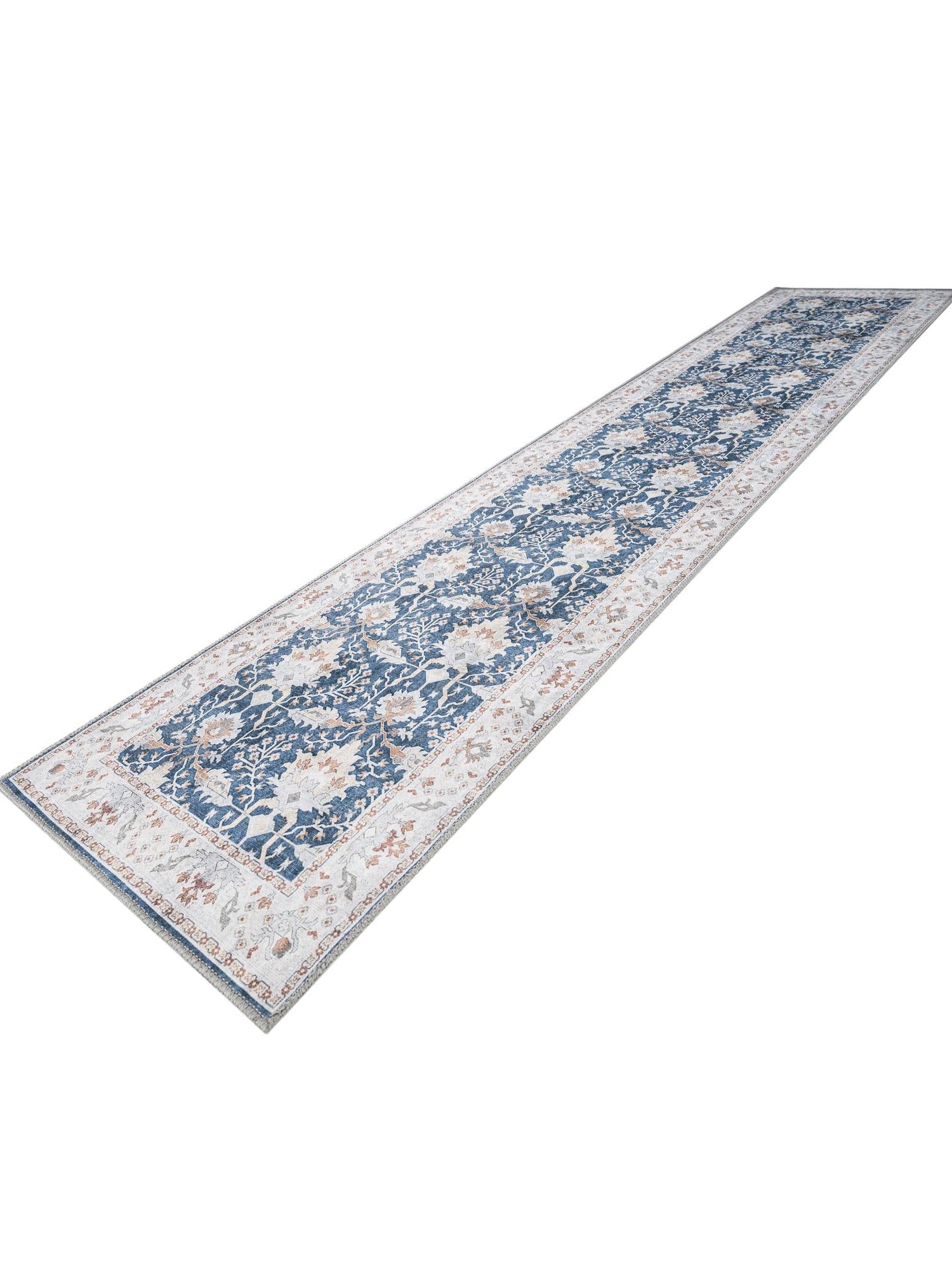 Washable Navy Blue 2' 7 x 12' Timeless Runner Area Rug Easy to Clean Stain Resistant & Durable