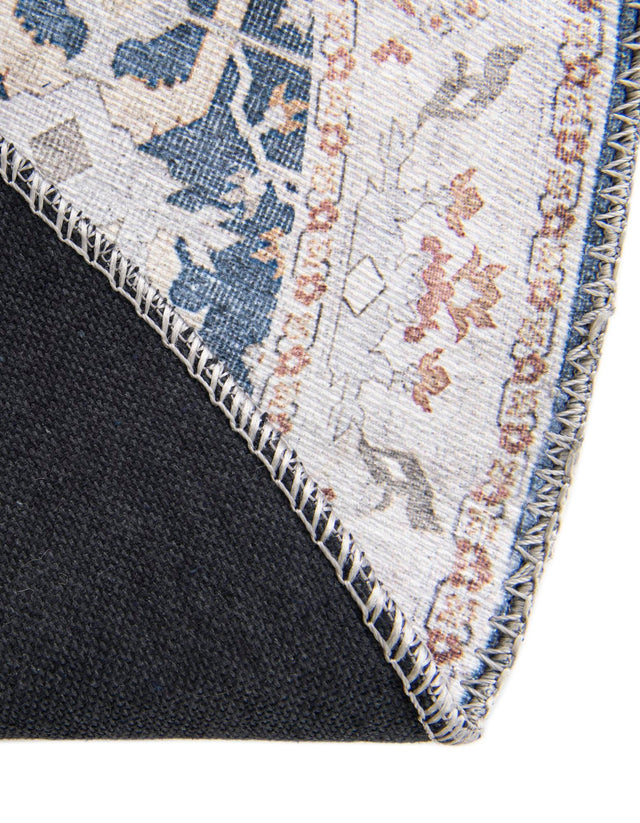 Washable Navy Blue 5' 1 x 5' 1 Timeless Round Area Rug Easy to Clean Stain Resistant & Durable Traditional Classic Vintage Design Carpet for Sale at Rug Engine