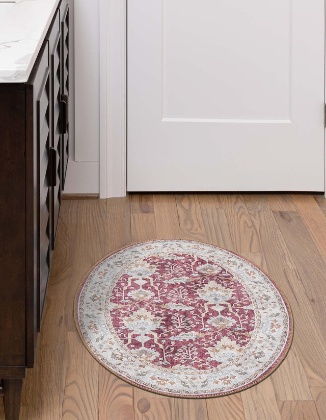 Washable Burgundy Red 2' x 3' 1 Timeless Oval Area Rug Easy to Clean Stain Resistant & Durable Traditional Classic Vintage Design Carpet for Sale at Rug Engine