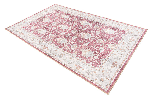 Washable Burgundy Red 5' 1 x 8' Timeless Rectangle Area Rug Easy to Clean Stain Resistant & Durable Traditional Classic Vintage Design Carpet for Sale at Rug Engine