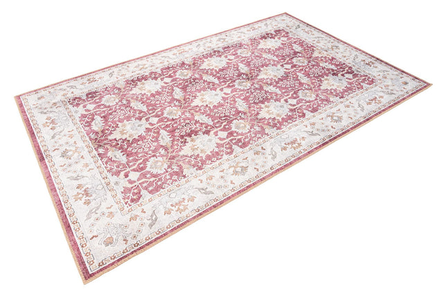 Washable Burgundy Red 5' 1 x 8' Timeless Rectangle Area Rug Easy to Clean Stain Resistant & Durable Traditional Classic Vintage Design Carpet for Sale at Rug Engine