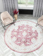 Burgundy Red 5' 1 x 5' 1 Timeless Washable Round Rug
