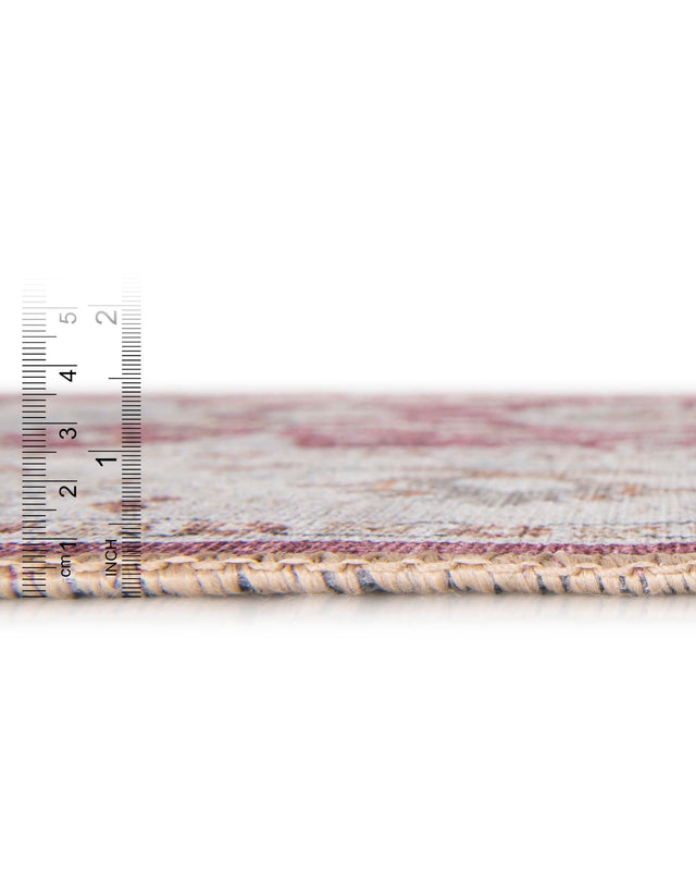 Washable Burgundy Red 5' 1 x 5' 1 Timeless Round Area Rug Easy to Clean Stain Resistant & Durable