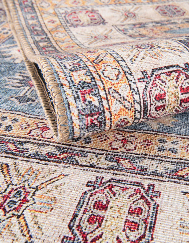 Washable Light Blue 8' 4 x 12' Timeless Rectangle Area Rug Easy to Clean Stain Resistant & Durable Traditional Classic Vintage Design Carpet for Sale at Rug Engine