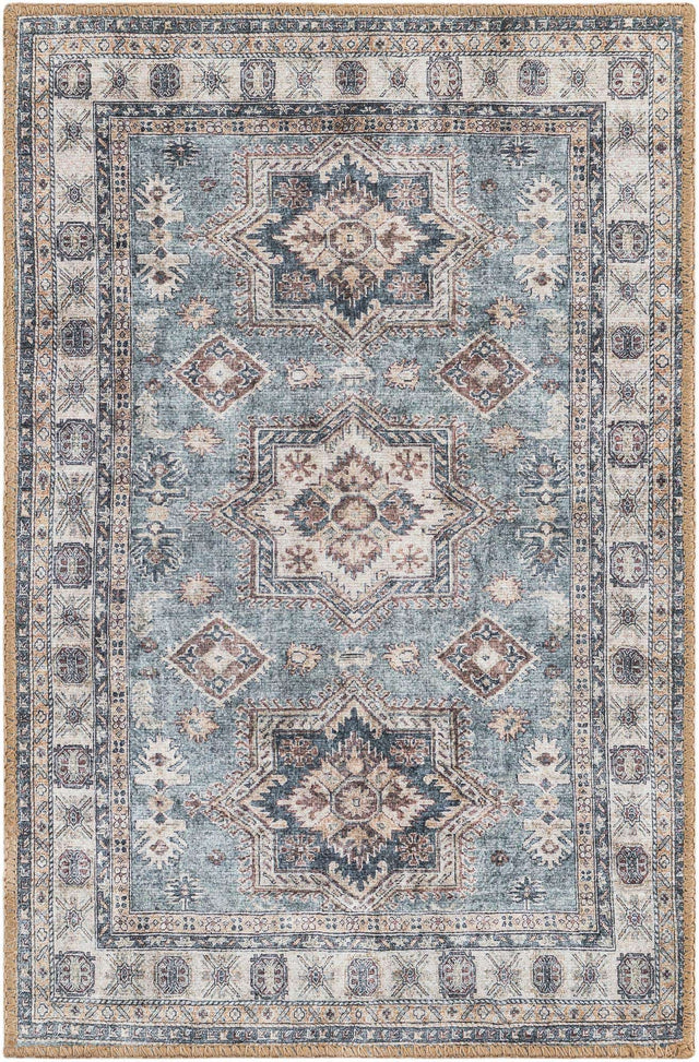 Washable Soft Green 2' x 3' 1 Timeless Rectangle Area Rug Easy to Clean Stain Resistant & Durable Traditional Classic Vintage Design Carpet for Sale at Rug Engine