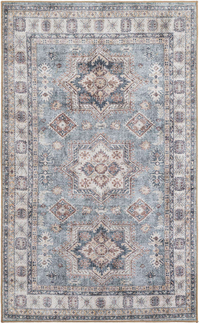 Washable Soft Green 5' 1 x 8' Timeless Rectangle Area Rug Easy to Clean Stain Resistant & Durable Traditional Classic Vintage Design Carpet for Sale at Rug Engine