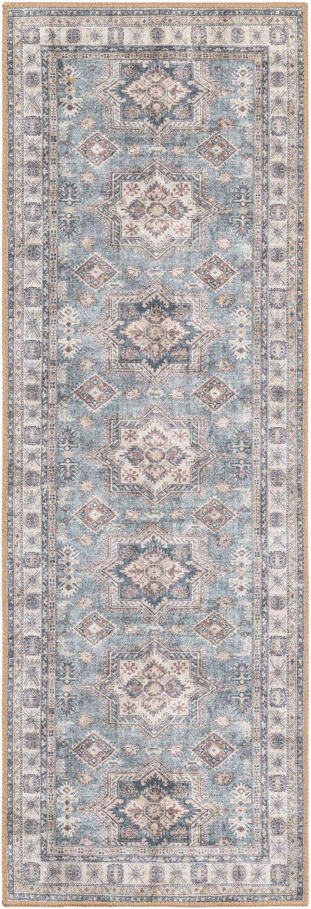 Washable Soft Green 2' x 6' 1 Timeless Runner Area Rug Easy to Clean Stain Resistant & Durable Traditional Classic Vintage Design Carpet for Sale at Rug Engine