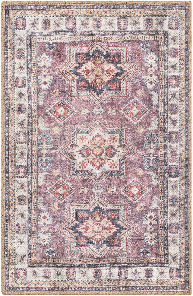 Washable Antique Rose Pink 2' x 3' 1 Timeless Rectangle Area Rug Easy to Clean Stain Resistant & Durable Traditional Classic Vintage Design Carpet for Sale at Rug Engine