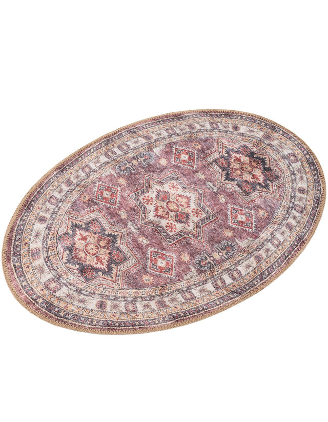 Washable Antique Rose Pink 2' x 3' 1 Timeless Oval Area Rug Easy to Clean Stain Resistant & Durable Traditional Classic Vintage Design Carpet for Sale at Rug Engine