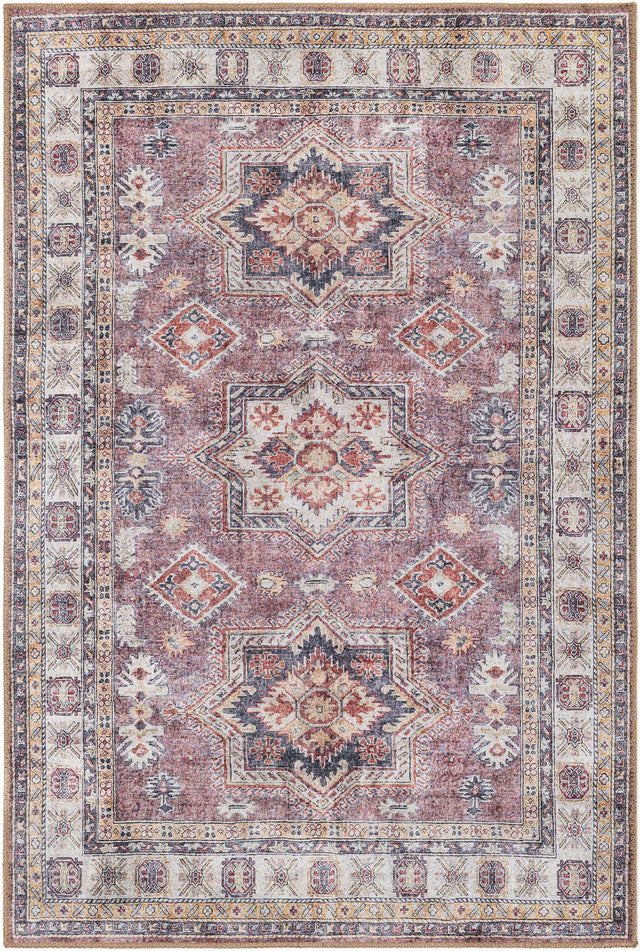 Washable Antique Rose Pink 4' 1 x 6' 1 Timeless Rectangle Area Rug Easy to Clean Stain Resistant & Durable Traditional Classic Vintage Design Carpet for Sale at Rug Engine