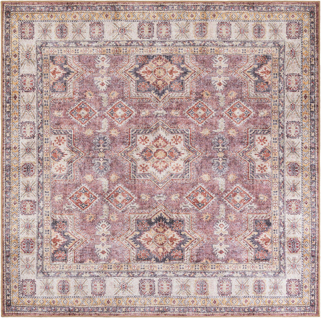 Washable Antique Rose Pink 7' 10 x 7' 10 Timeless Square Area Rug Easy to Clean Stain Resistant & Durable Traditional Classic Vintage Design Carpet for Sale at Rug Engine