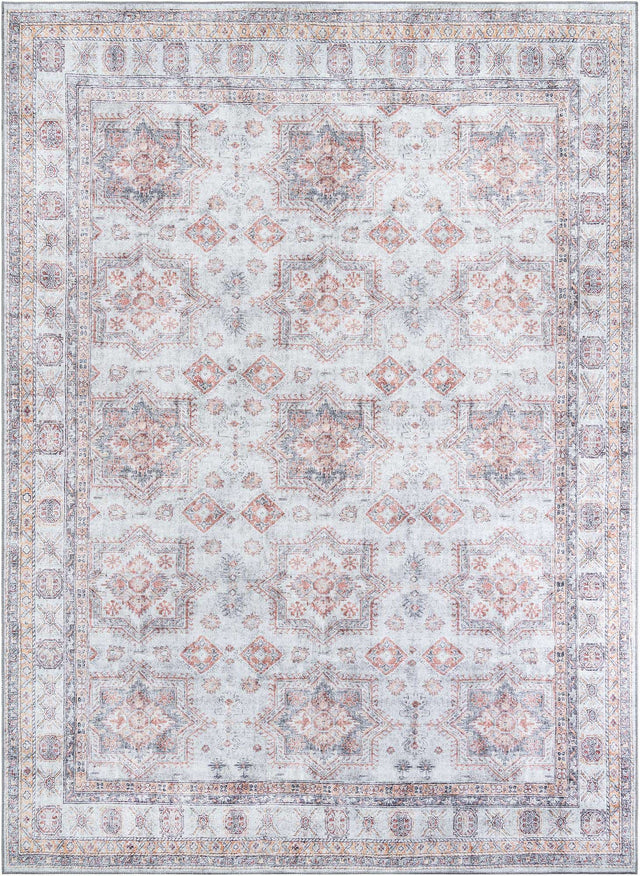 Washable Ivory 9' 5 x 13' 1 Timeless Rectangle Area Rug Easy to Clean Stain Resistant & Durable Traditional Classic Vintage Design Carpet for Sale at Rug Engine
