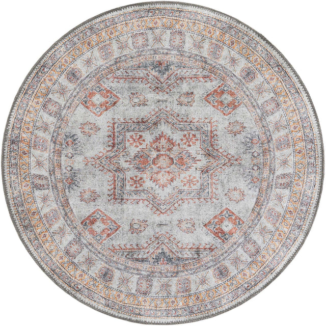 Washable Ivory 3' 6 x 3' 6 Timeless Round Area Rug Easy to Clean Stain Resistant & Durable Traditional Classic Vintage Design Carpet for Sale at Rug Engine
