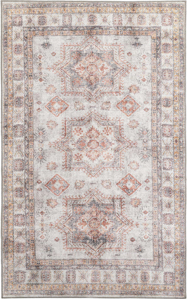 Washable Ivory 5' 1 x 8' Timeless Rectangle Area Rug Easy to Clean Stain Resistant & Durable Traditional Classic Vintage Design Carpet for Sale at Rug Engine