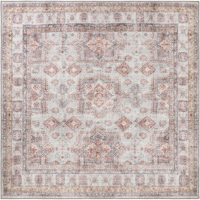 Washable Ivory 7' 10 x 7' 10 Timeless Square Area Rug Easy to Clean Stain Resistant & Durable Traditional Classic Vintage Design Carpet for Sale at Rug Engine