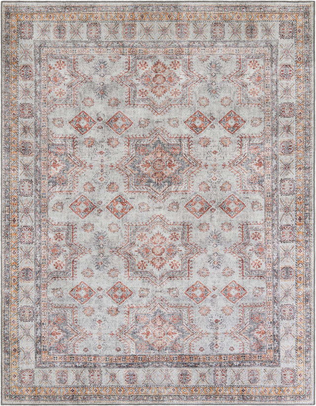 Washable Ivory 7' 10 x 10' Timeless Rectangle Area Rug Easy to Clean Stain Resistant & Durable Traditional Classic Vintage Design Carpet for Sale at Rug Engine