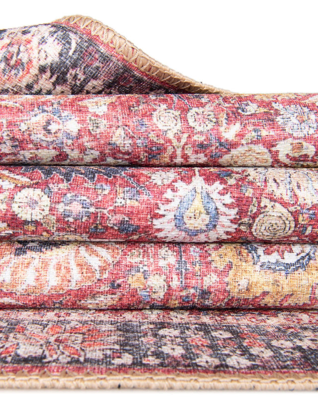 Washable Vintage Red 3' 6 x 5' 6 Timeless Rectangle Area Rug Easy to Clean Stain Resistant & Durable Traditional Classic Vintage Design Carpet for Sale at Rug Engine