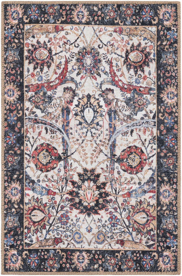 Washable Ivory 2' x 3' 1 Timeless Rectangle Area Rug Easy to Clean Stain Resistant & Durable Traditional Classic Vintage Design Carpet for Sale at Rug Engine