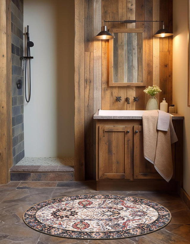 Washable Ivory 2' x 3' 1 Timeless Oval Area Rug Easy to Clean Stain Resistant & Durable