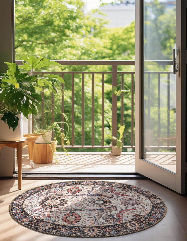 Washable Ivory 2' x 3' 1 Timeless Oval Area Rug Easy to Clean Stain Resistant & Durable