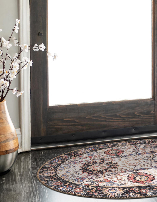 Washable Ivory 2' x 3' 1 Timeless Oval Area Rug Easy to Clean Stain Resistant & Durable