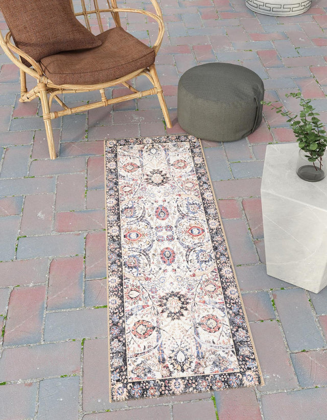Washable Ivory 2' 7 x 10' Timeless Runner Area Rug Easy to Clean Stain Resistant & Durable Traditional Classic Vintage Design Carpet for Sale at Rug Engine