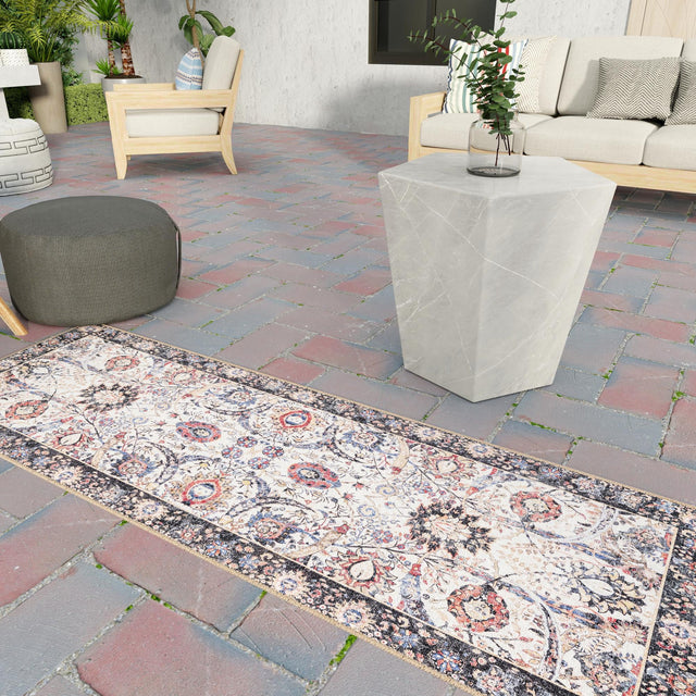 Washable Ivory 2' x 6' 1 Timeless Runner Area Rug Easy to Clean Stain Resistant & Durable Traditional Classic Vintage Design Carpet for Sale at Rug Engine