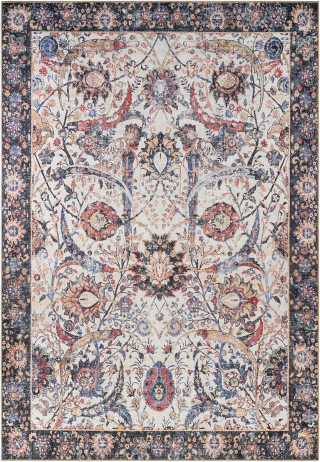 Washable Ivory 8' 4 x 12' Timeless Rectangle Area Rug Easy to Clean Stain Resistant & Durable Traditional Classic Vintage Design Carpet for Sale at Rug Engine