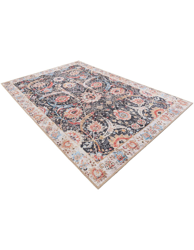 Washable Black 4' 1 x 6' 1 Timeless Rectangle Area Rug Easy to Clean Stain Resistant & Durable Traditional Classic Vintage Design Carpet for Sale at Rug Engine