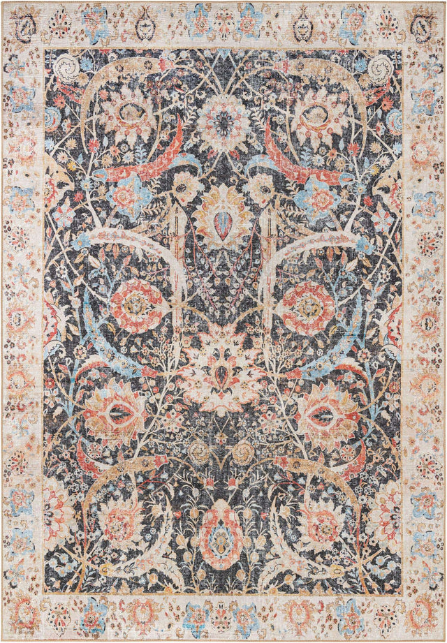 Washable Black 8' 4 x 12' Timeless Rectangle Area Rug Easy to Clean Stain Resistant & Durable Traditional Classic Vintage Design Carpet for Sale at Rug Engine