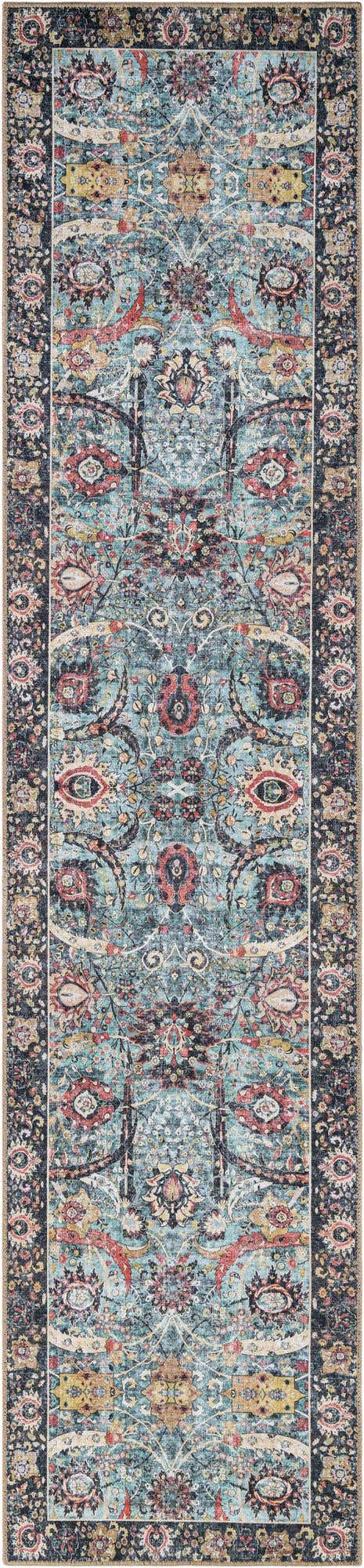 Washable Vintage Green 2' 7 x 12' Timeless Runner Area Rug Easy to Clean Stain Resistant & Durable Traditional Classic Vintage Design Carpet for Sale at Rug Engine