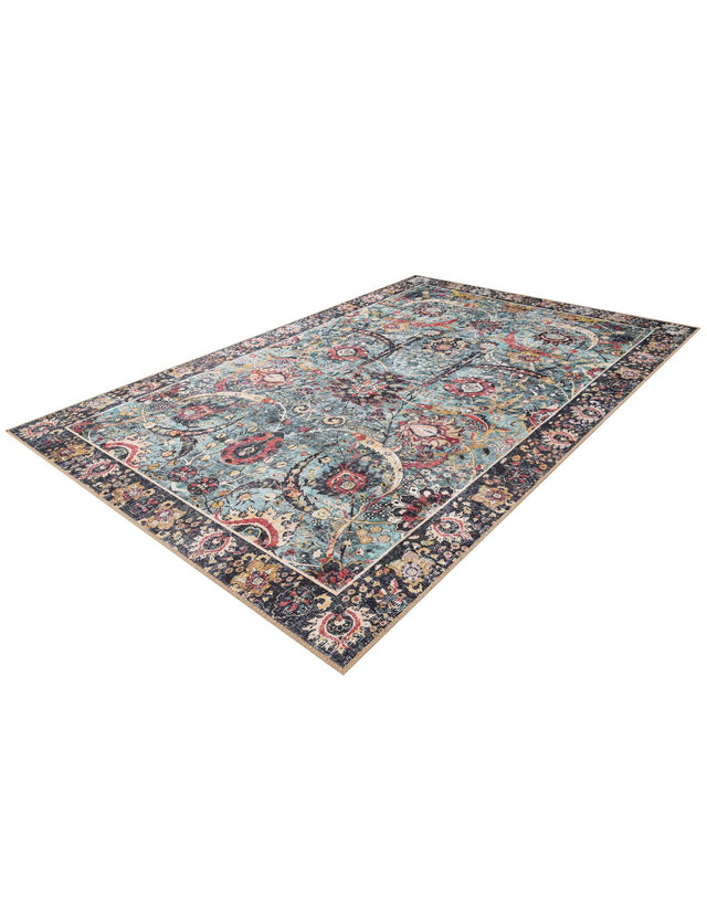 Washable Vintage Green 6' 1 x 9' Timeless Rectangle Area Rug Easy to Clean Stain Resistant & Durable Traditional Classic Vintage Design Carpet for Sale at Rug Engine