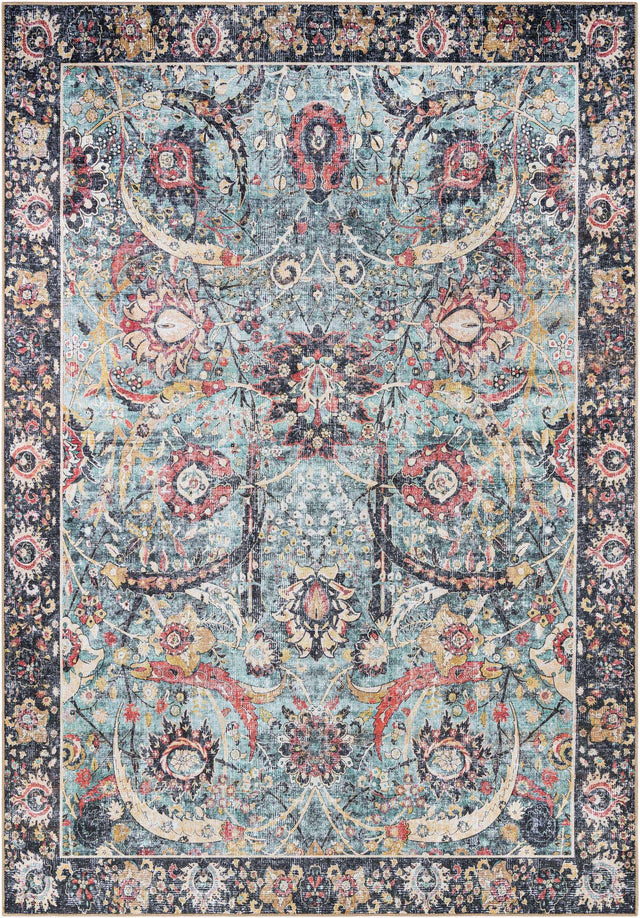 Washable Vintage Green 8' 4 x 12' Timeless Rectangle Area Rug Easy to Clean Stain Resistant & Durable Traditional Classic Vintage Design Carpet for Sale at Rug Engine