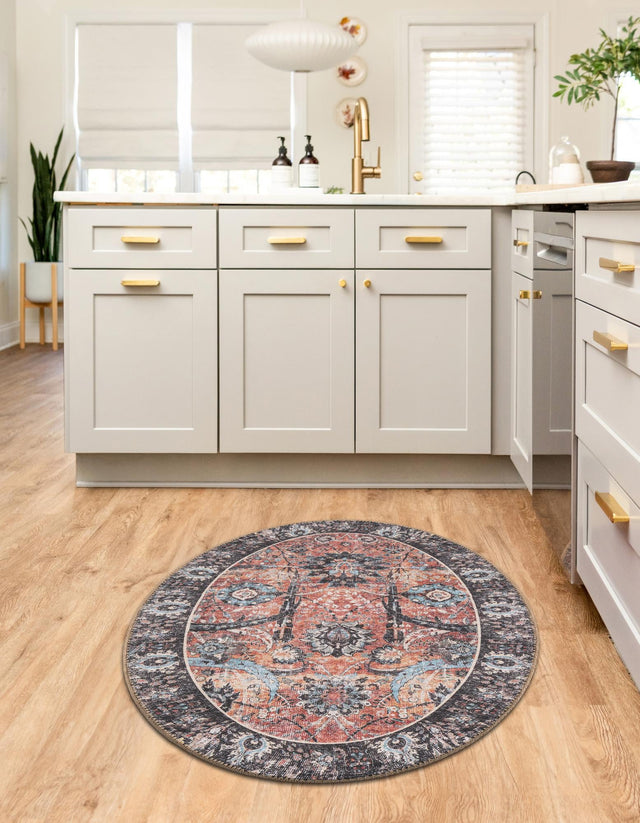 Washable Vintage Rust Red 2' x 3' 1 Timeless Oval Area Rug Easy to Clean Stain Resistant & Durable Traditional Classic Vintage Design Carpet for Sale at Rug Engine