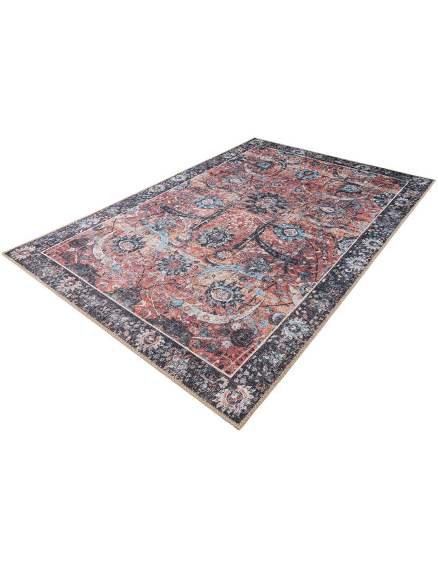 Washable Vintage Rust Red 4' 1 x 6' 1 Timeless Rectangle Area Rug Easy to Clean Stain Resistant & Durable Traditional Classic Vintage Design Carpet for Sale at Rug Engine