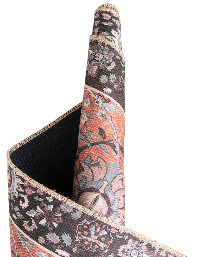 Washable Vintage Rust Red 2' x 2' Timeless Round Area Rug Easy to Clean Stain Resistant & Durable