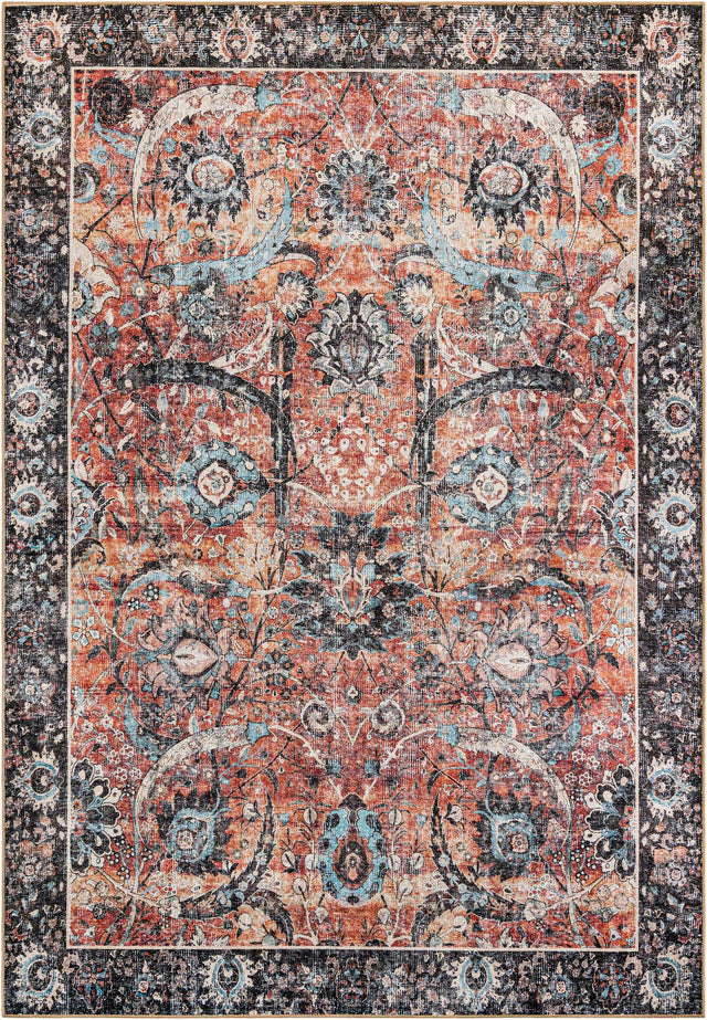 Washable Vintage Rust Red 8' 4 x 12' Timeless Rectangle Area Rug Easy to Clean Stain Resistant & Durable Traditional Classic Vintage Design Carpet for Sale at Rug Engine
