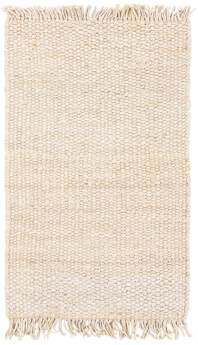 Ivory 3' 1 x 5' 1 Chunky Jute Rectangle Area Rug 100% All Natural Jute Sustainable Eco-Friendly Carpet Mat for Natural Interior Design Homes for Sale at Rug Engine
