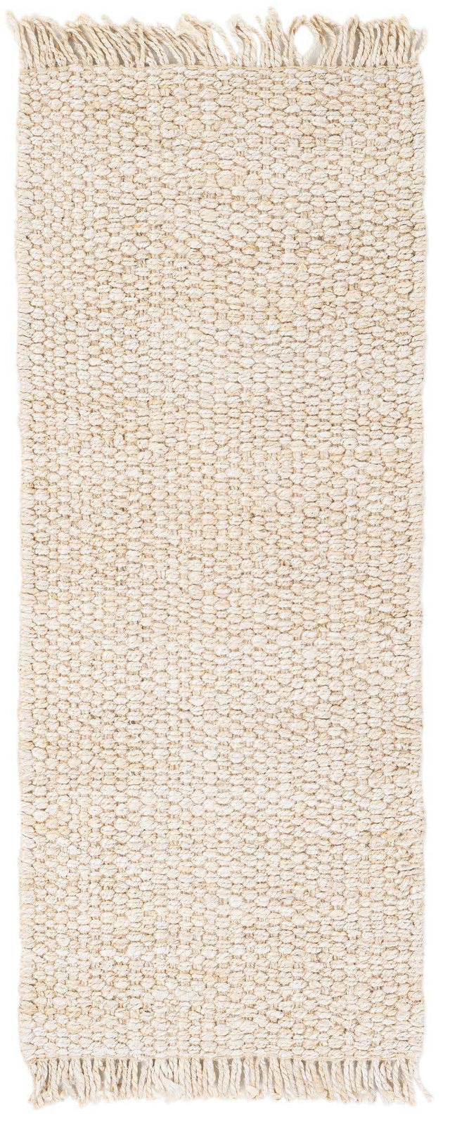 Ivory 2' x 5' 1 Chunky Jute Runner Area Rug 100% All Natural Jute Sustainable Eco-Friendly Carpet Mat for Natural Interior Design Homes for Sale at Rug Engine