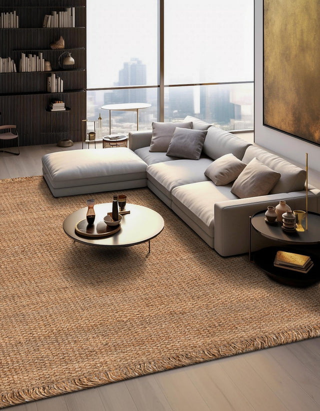Natural 7' 10 x 7' 10 Chunky Jute Square Area Rug 100% All Natural Jute Sustainable Eco-Friendly Carpet Mat for Natural Interior Design Homes for Sale at Rug Engine