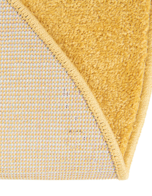Yellow 3' 3 x 3' 3 Whimsy Kids Round Area Rug for Baby Nursery, Toddler Playroom, Bedrooms