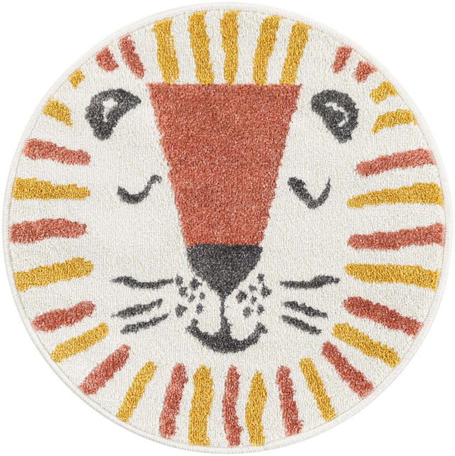 Ivory 2' 2 x 2' 2 Whimsy Kids Round Area Rug for Baby Nursery, Toddler Playroom, Bedrooms Playful Fun Design Easy Clean Carpet for Sale at Rug Engine