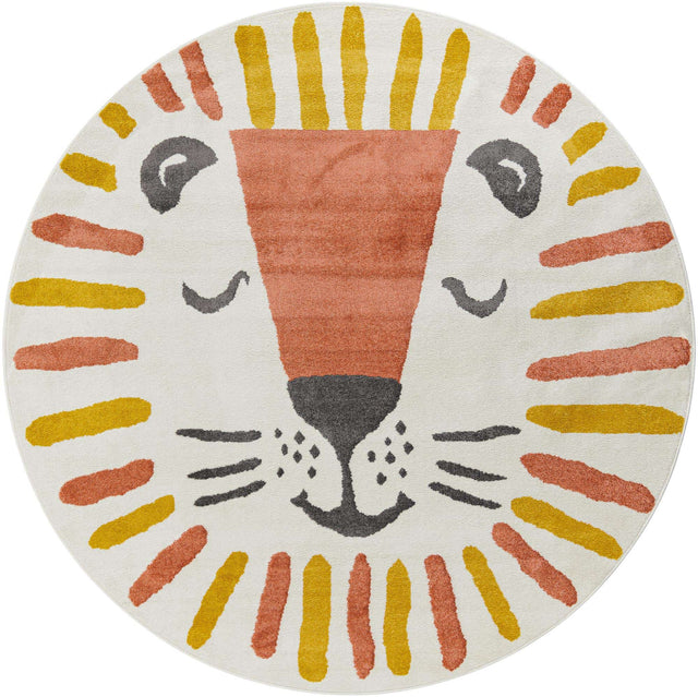 Ivory 7' 10 x 7' 10 Whimsy Kids Round Area Rug for Baby Nursery, Toddler Playroom, Bedrooms Playful Fun Design Easy Clean Carpet for Sale at Rug Engine