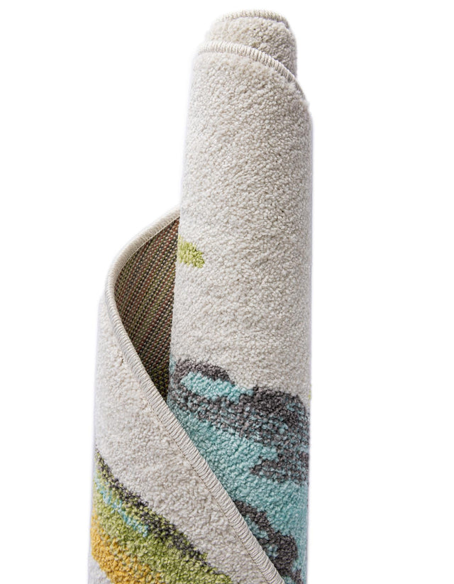 Ivory 7' 10 x 7' 10 Whimsy Kids Round Area Rug for Baby Nursery, Toddler Playroom, Bedrooms