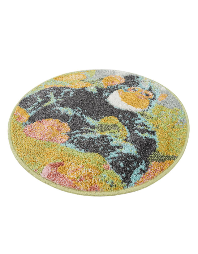 Multicolor 2' 2 x 2' 2 Whimsy Kids Round Area Rug for Baby Nursery, Toddler Playroom, Bedrooms