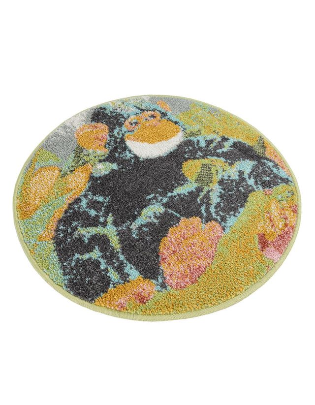 Multicolor 2' 2 x 2' 2 Whimsy Kids Round Area Rug for Baby Nursery, Toddler Playroom, Bedrooms