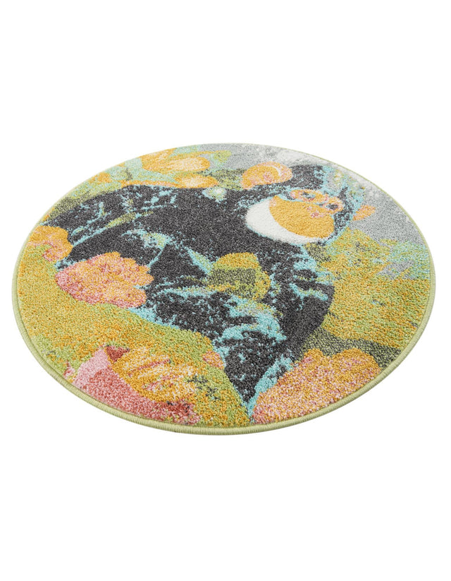 Multicolor 3' 3 x 3' 3 Whimsy Kids Round Area Rug for Baby Nursery, Toddler Playroom, Bedrooms