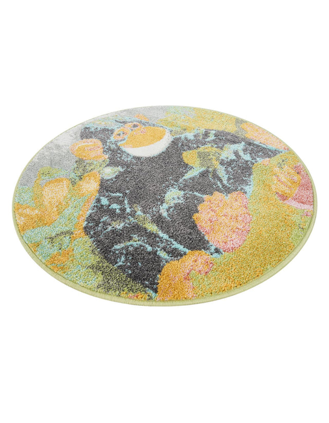 Multicolor 3' 3 x 3' 3 Whimsy Kids Round Area Rug for Baby Nursery, Toddler Playroom, Bedrooms