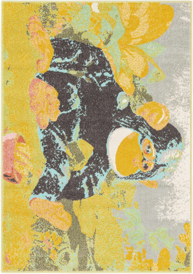 Multicolor 4' 1 x 6' 1 Whimsy Kids Rectangle Area Rug for Baby Nursery, Toddler Playroom, Bedrooms